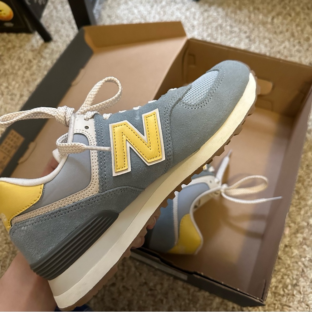 Blue/Yellow New Balance 574 Womens
